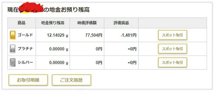 そして次はマネックス・ゴールド。
知らない方にご説明しますと、マネックスのやってる金地金積み立てサービス（銀とプラチナもありますが）。
