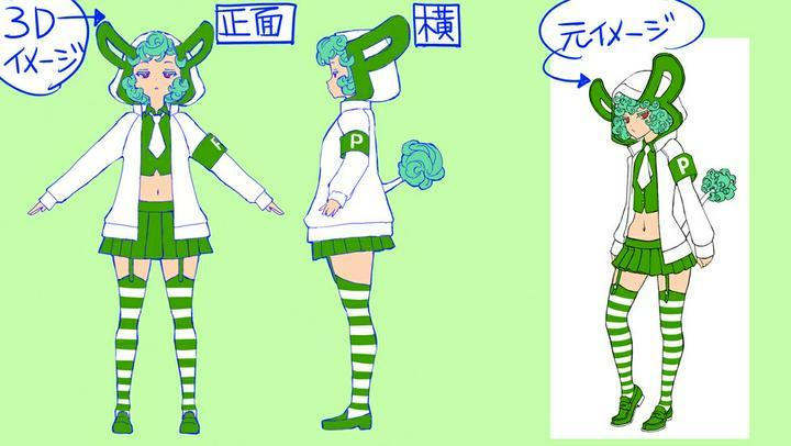 【モデリング用デザイン2】 #運営ちゃん3Dアバター 計画。3D化には元イメージを参考にモデリング映えするデザインにバランスを置き換える必要があります。元イメージがデフォルメ気味なのでそれ程変えなくて良さげですが立体にした際、破綻しない為に