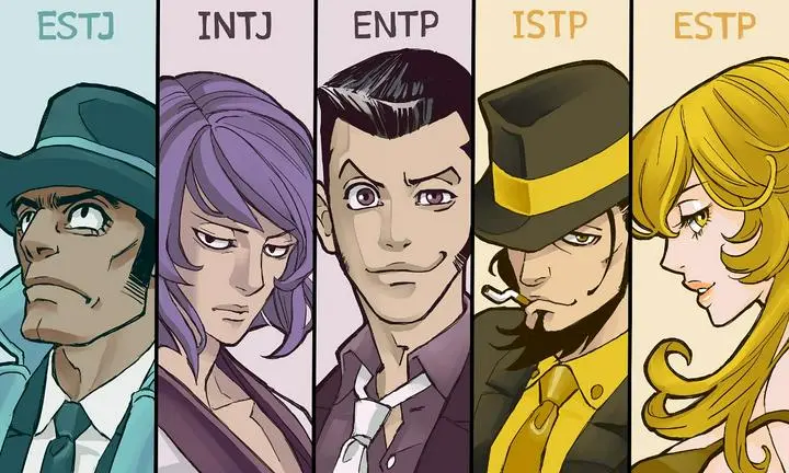 【性格診断】#心理学 #ユング #MBTI #ルパン三世 最近またポツポツ投稿を見かけたので真似してみた…定期的なネタなんかな😅調べてたらアニメキャラの性格診断みたいなのも出てきたのでついでに描いてみました😀カラーリングは本家サイトの性
